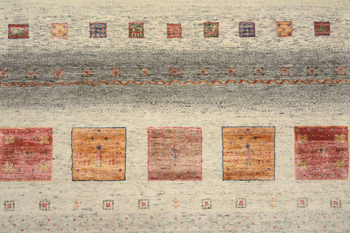 Gabbeh-mattan - Loribaft Indus kvadrat  - 206 x 204 cm - mörk beige