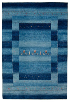 Gabbeh-mattan - Loribaft Indus - 304 x 204 cm - havsblått