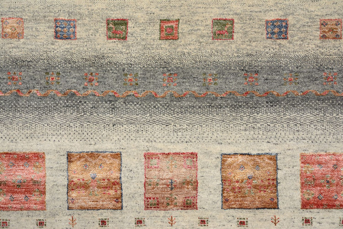 Gabbeh-mattan - Loribaft Indus kvadrat  - 156 x 156 cm - mörk beige