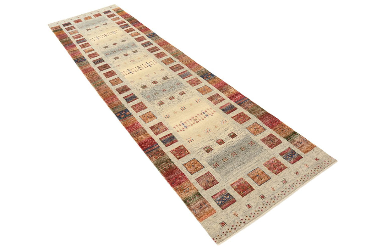 Runner Gabbeh-mattan - Loribaft Indus - 306 x 84 cm - mörk beige