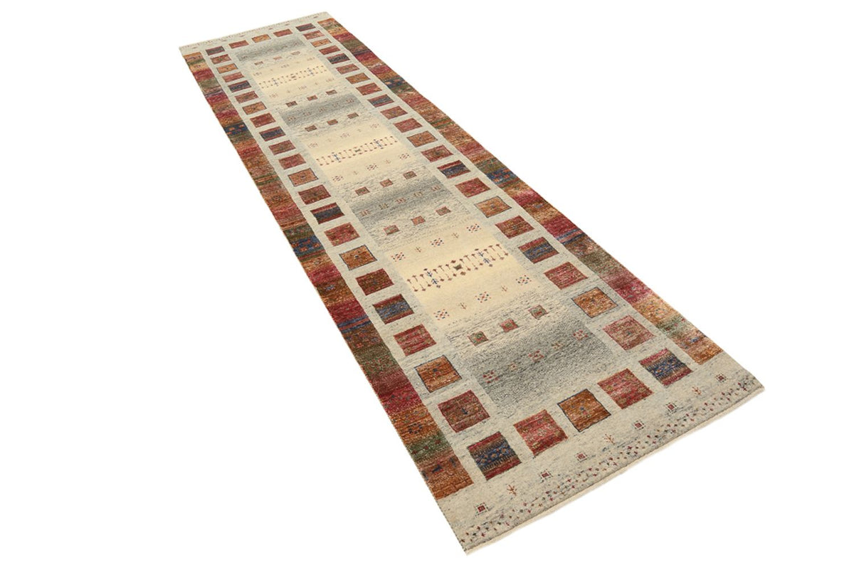 Runner Gabbeh-mattan - Loribaft Indus - 306 x 85 cm - mörk beige