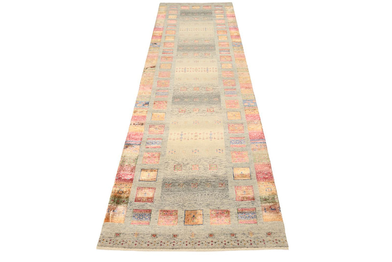 Runner Gabbeh-mattan - Loribaft Indus - 306 x 85 cm - mörk beige