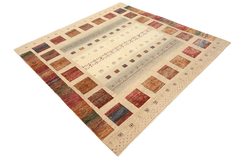 Gabbeh-mattan - Loribaft Indus kvadrat  - 206 x 204 cm - mörk beige