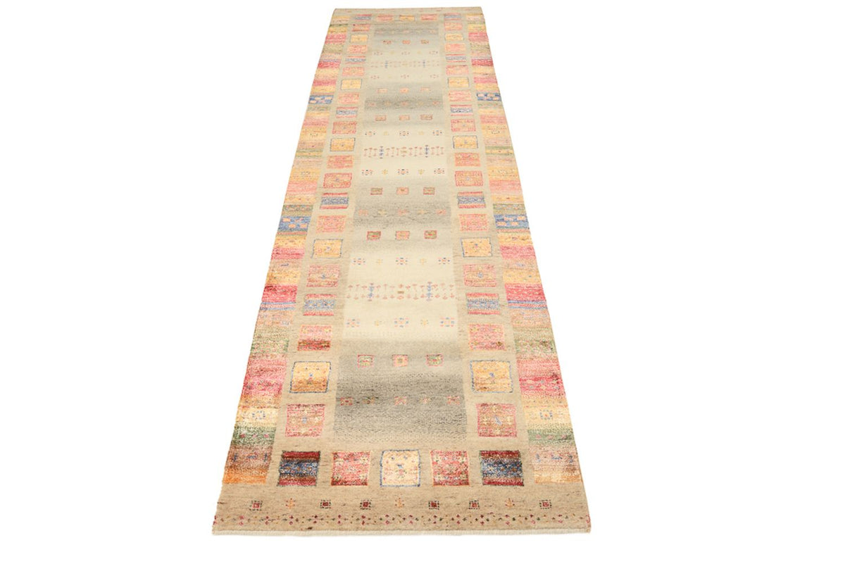 Runner Gabbeh-mattan - Loribaft Indus - 305 x 81 cm - mörk beige