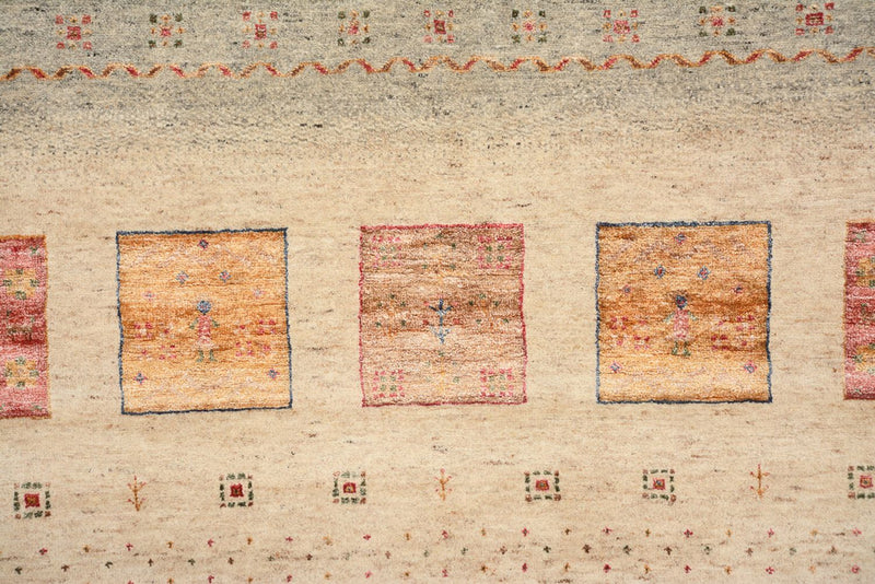 Gabbeh-mattan - Loribaft Indus kvadrat  - 204 x 202 cm - ljusbeige