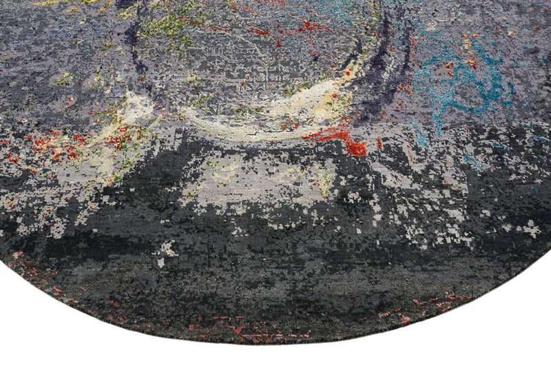 Designermatta runt  - 185 x 183 cm - flerfärgad