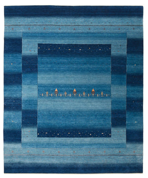 Gabbeh-mattan - Loribaft Indus - 299 x 250 cm - havsblått