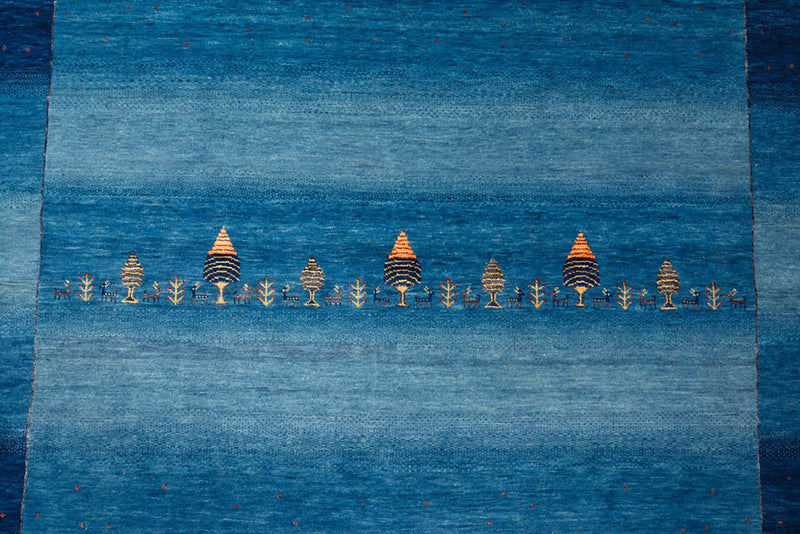 Gabbeh-mattan - Loribaft Indus - 299 x 250 cm - havsblått