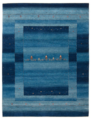 Gabbeh-mattan - Loribaft Indus - 232 x 177 cm - havsblått