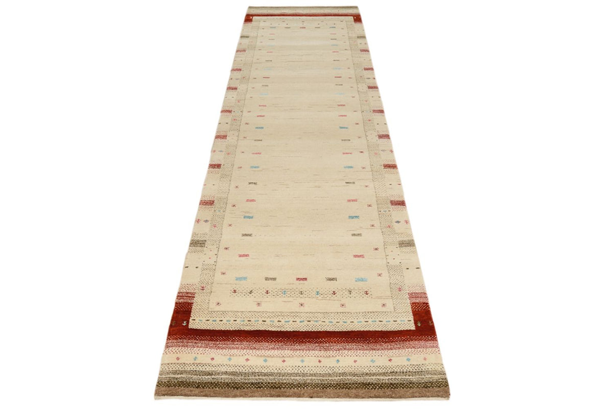 Runner Gabbeh-mattan - Loribaft Indus - 298 x 83 cm - ljusbeige
