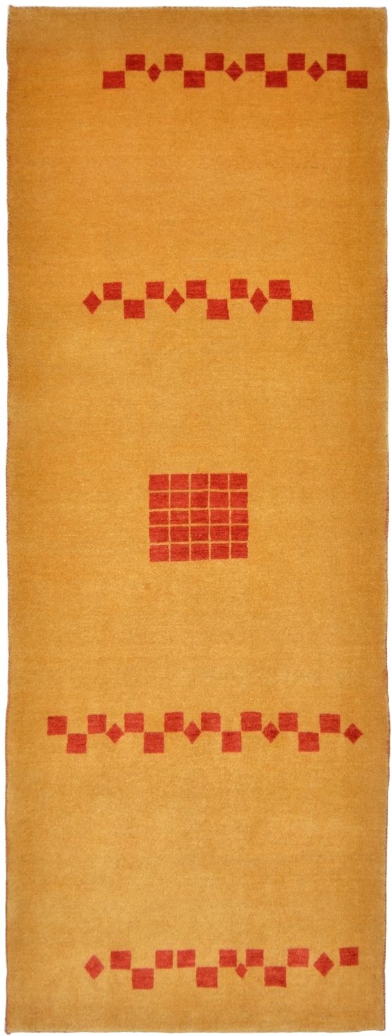 Runner Gabbeh-matta - Loribaft Persian - 241 x 87 cm - senapsgult