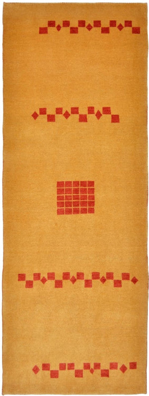 Runner Gabbeh-matta - Loribaft Persian - 241 x 87 cm - senapsgult