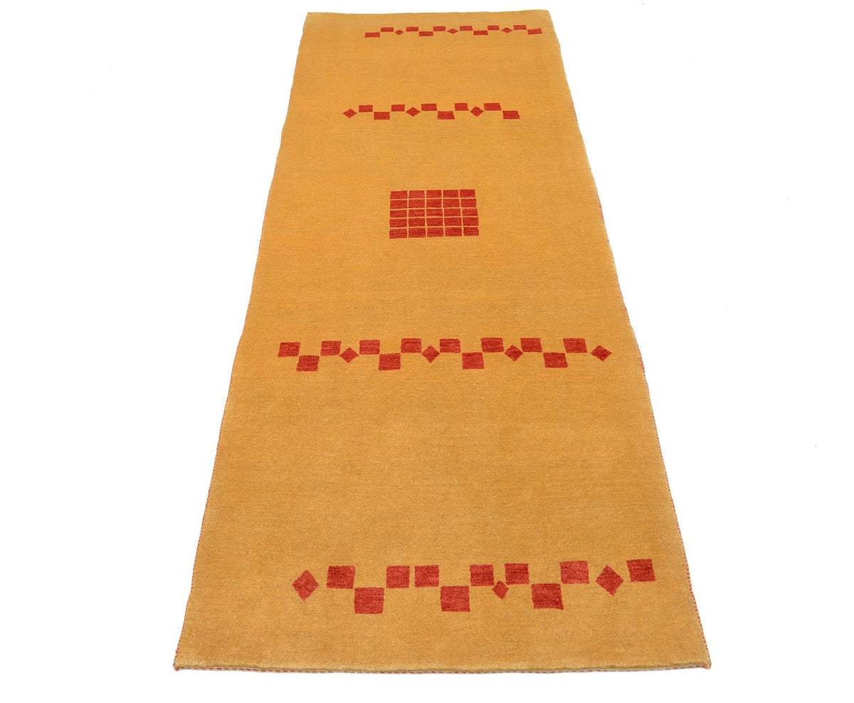 Runner Gabbeh-matta - Loribaft Persian - 241 x 87 cm - senapsgult