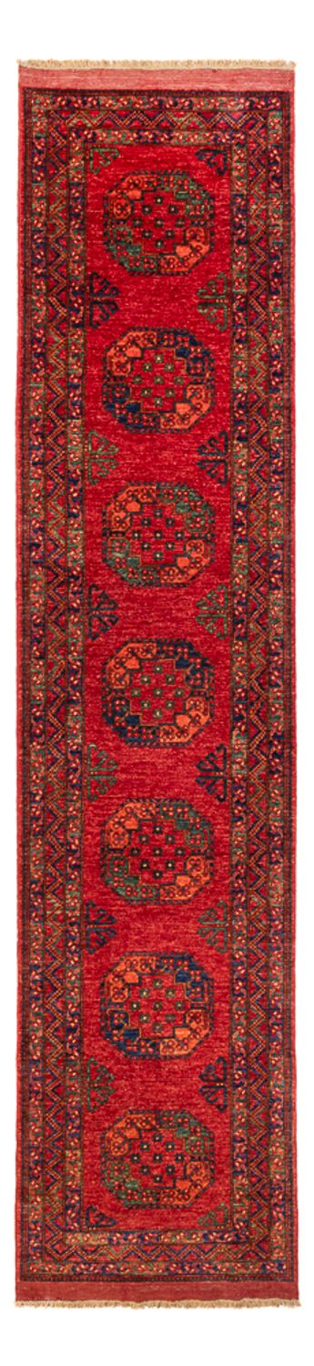 Runner Afghansk matta - 368 x 85 cm - röd