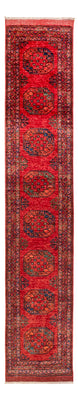 Runner Afghansk matta - 395 x 75 cm - röd