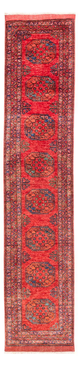 Runner Afghansk matta - 390 x 82 cm - röd