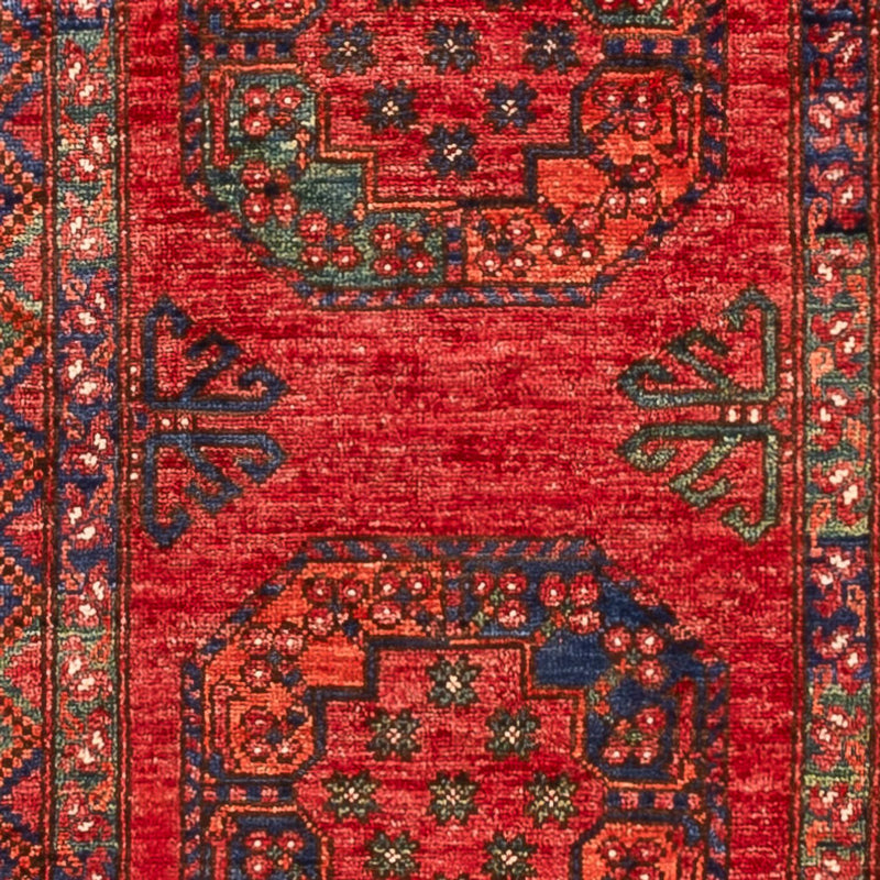 Runner Afghansk matta - 395 x 76 cm - röd