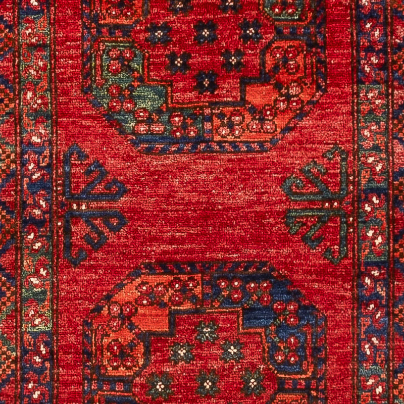 Runner Afghansk matta - 395 x 77 cm - röd