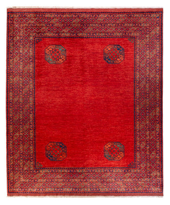 Afghansk matta - 297 x 256 cm - röd