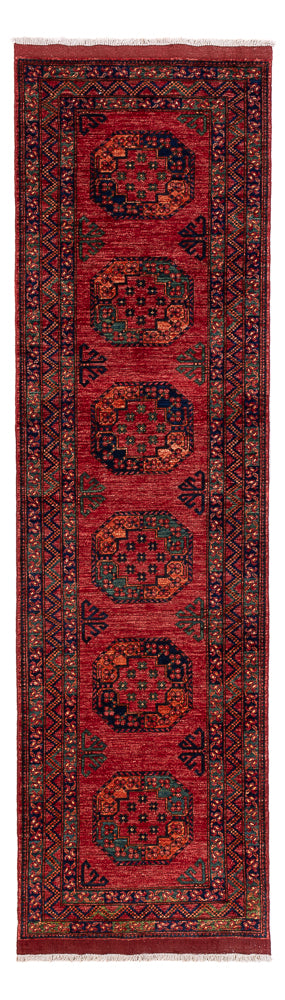 Runner Afghansk matta - Kunduz - 300 x 83 cm - röd