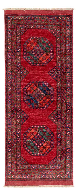 Runner Afghansk matta - 216 x 87 cm - röd