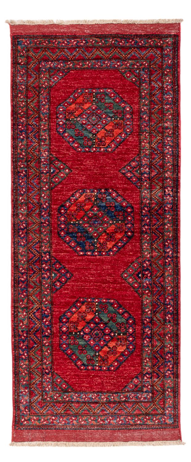 Runner Afghansk matta - 220 x 87 cm - röd