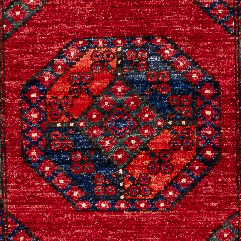 Runner Afghansk matta - 220 x 87 cm - röd