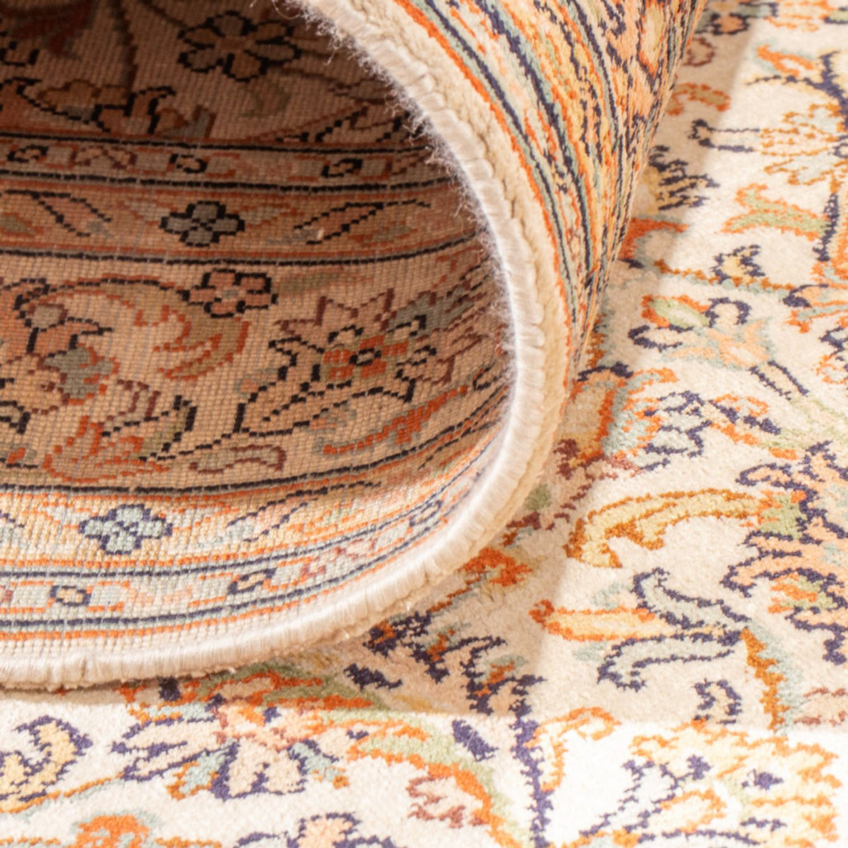 Runner Sidenmatta - Kashmir Silk - 447 x 98 cm - grädde
