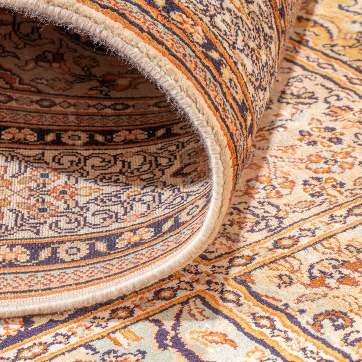 Runner Sidenmatta - Kashmir Silk - 452 x 97 cm - grädde