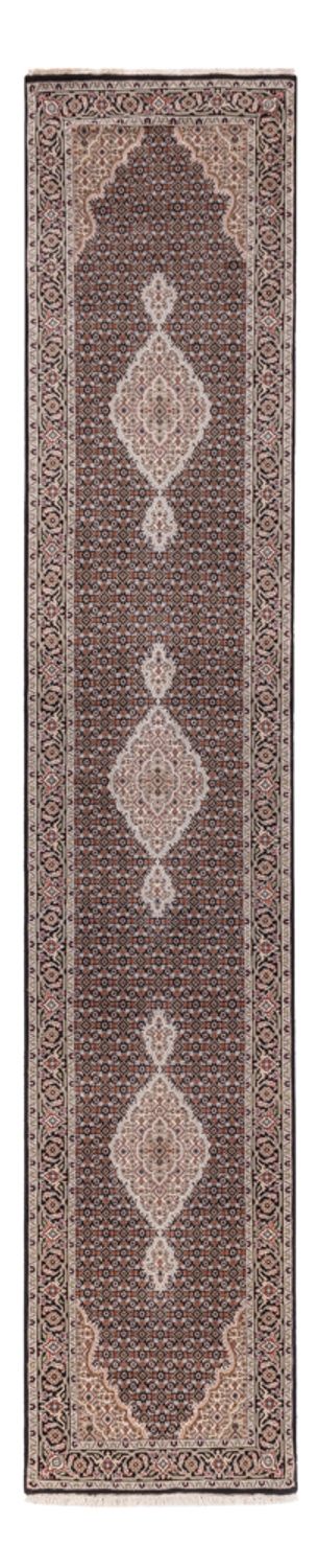 Runner Orientaliska mattor - Tabriz - 406 x 82 cm - antracit