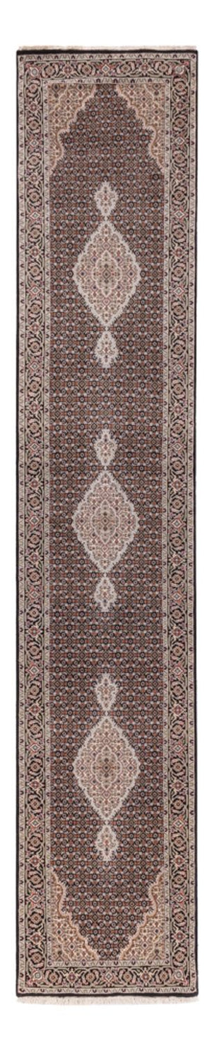 Runner Orientaliska mattor - Tabriz - 406 x 82 cm - antracit
