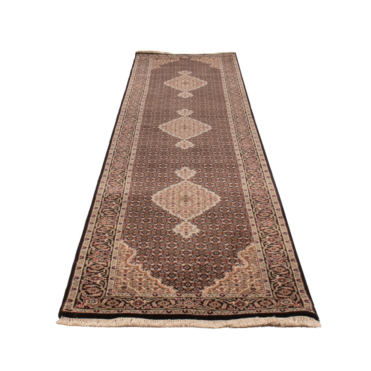 Runner Orientaliska mattor - Tabriz - 406 x 82 cm - antracit