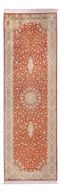 Runner Sidenmatta - Kashmir Silk - 251 x 79 cm - röd