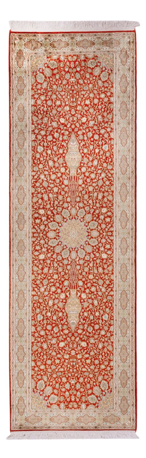Runner Sidenmatta - Kashmir Silk - 251 x 79 cm - röd