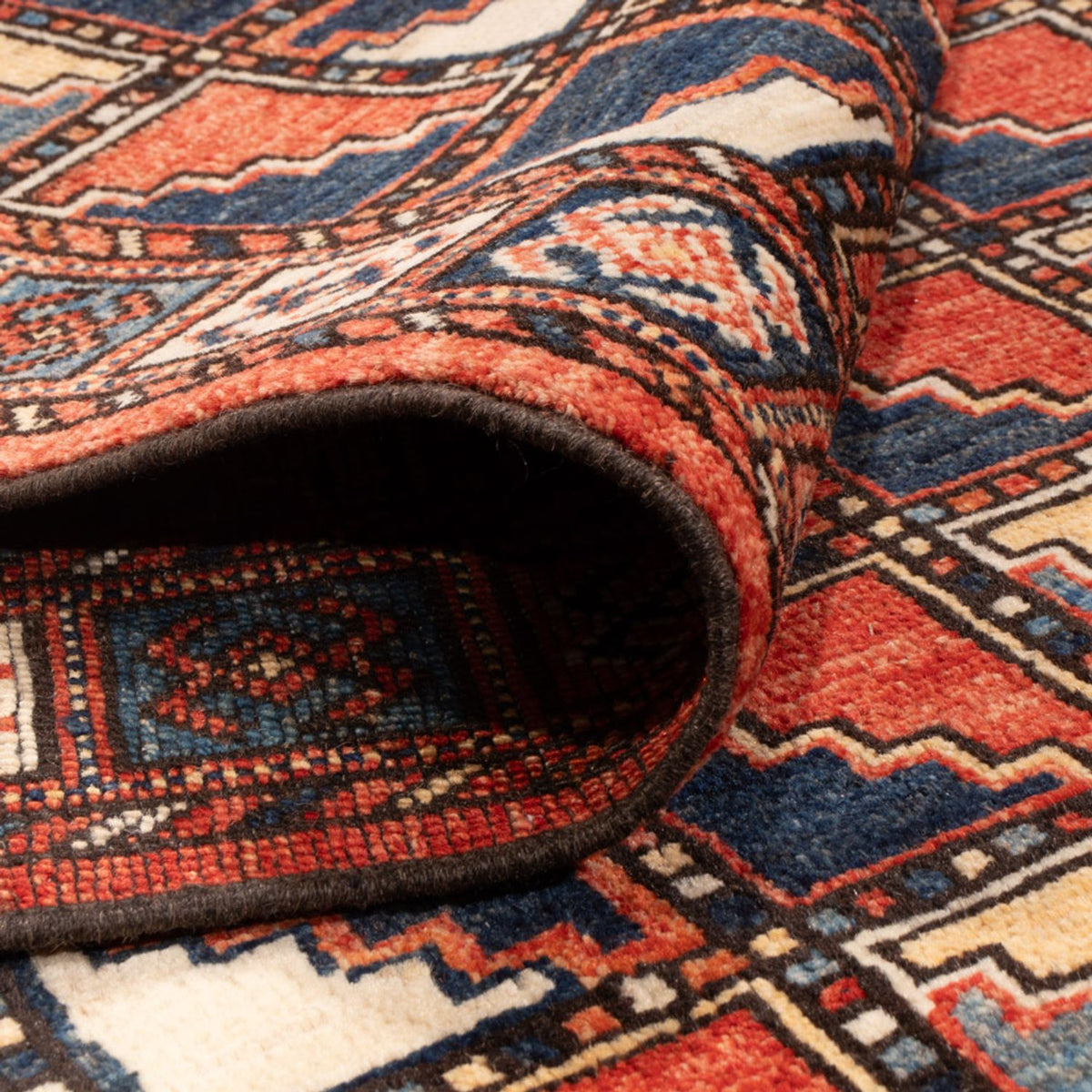 Afghansk matta - 215 x 176 cm - flerfärgad