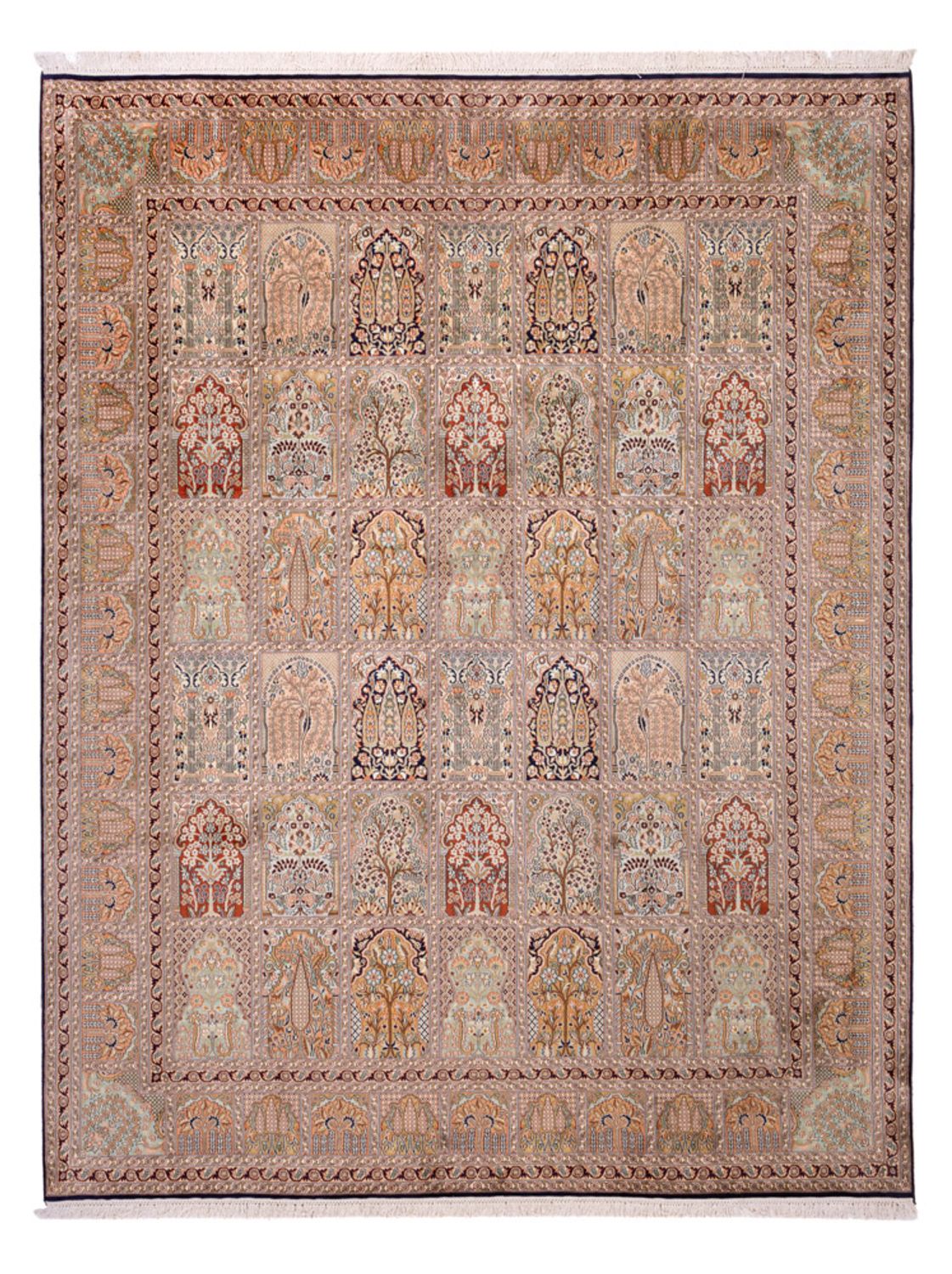 Sidenmatta - Kashmir Silk - 308 x 242 cm - mörk beige