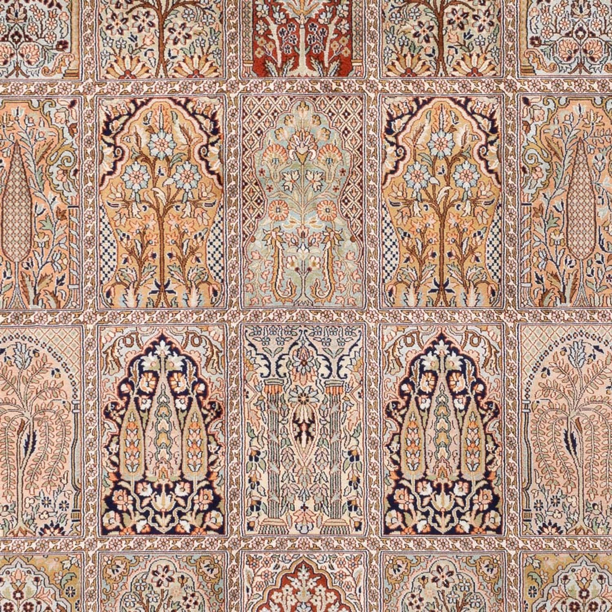 Sidenmatta - Kashmir Silk - 308 x 242 cm - mörk beige