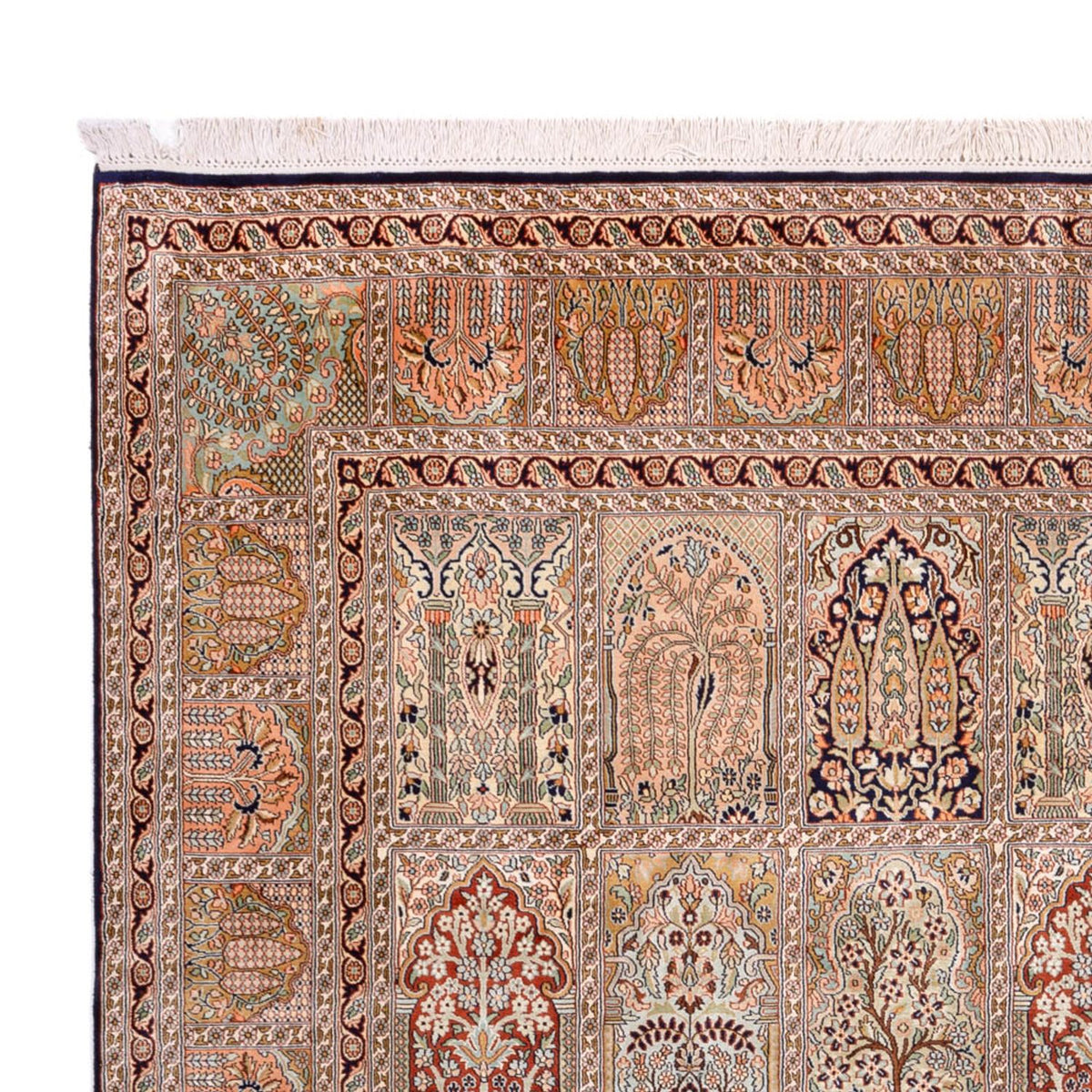 Sidenmatta - Kashmir Silk - 308 x 242 cm - mörk beige