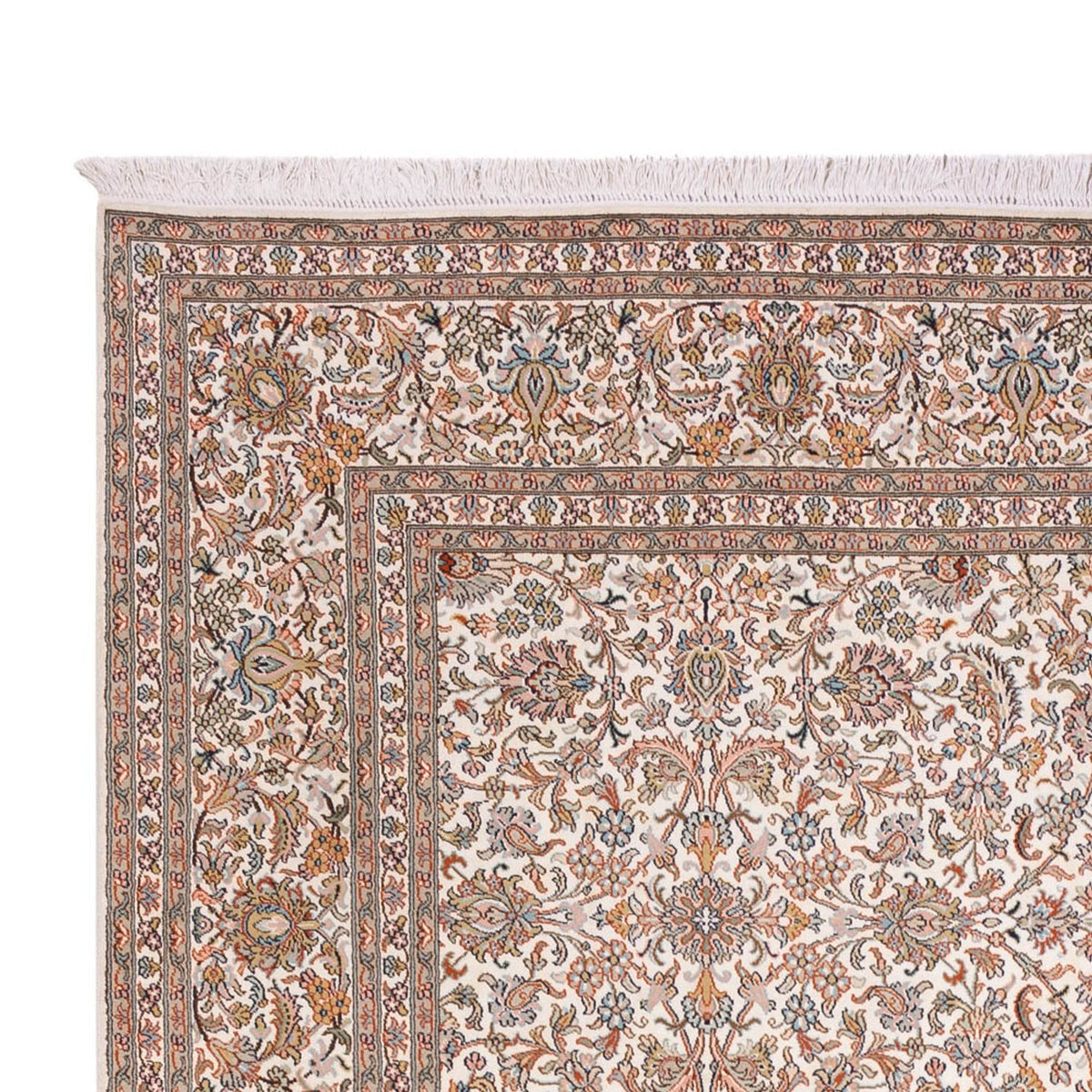 Sidenmatta - Kashmir Silk - 318 x 216 cm - mörk beige