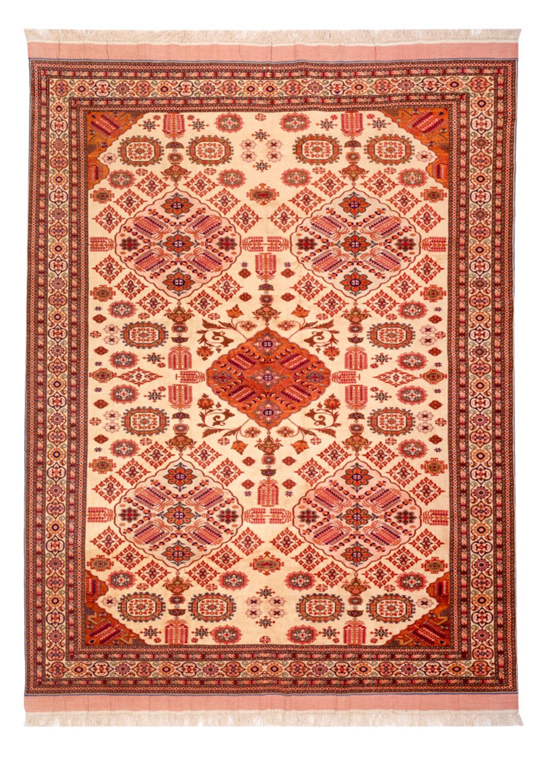 Sidenmattor - afghanskt silke - 288 x 217 cm - ljusröd
