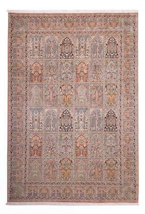 Sidenmatta - Kashmir Silk - 317 x 221 cm - mörk beige