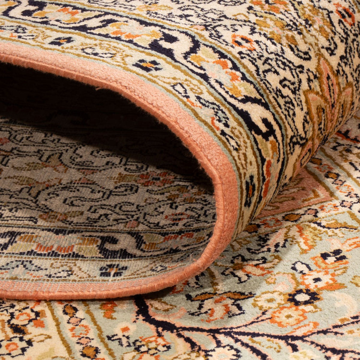 Sidenmatta - Kashmir Silk - 316 x 220 cm - mörk beige