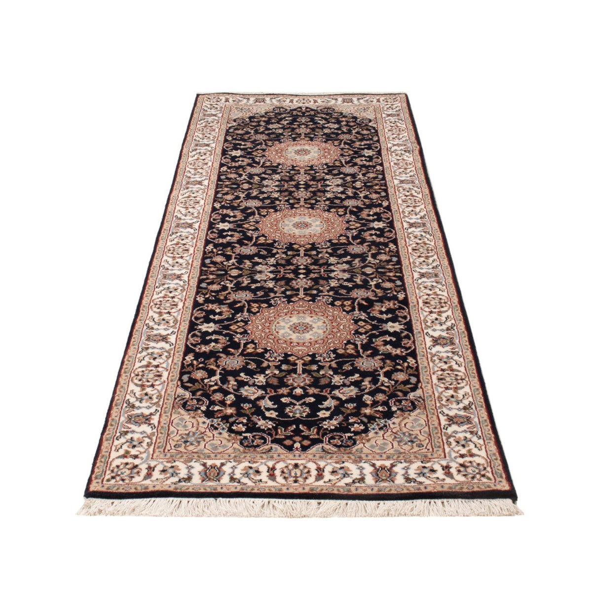 Runner Orientalisk matta - Nain - Indus - 253 x 81 cm - mörkblå