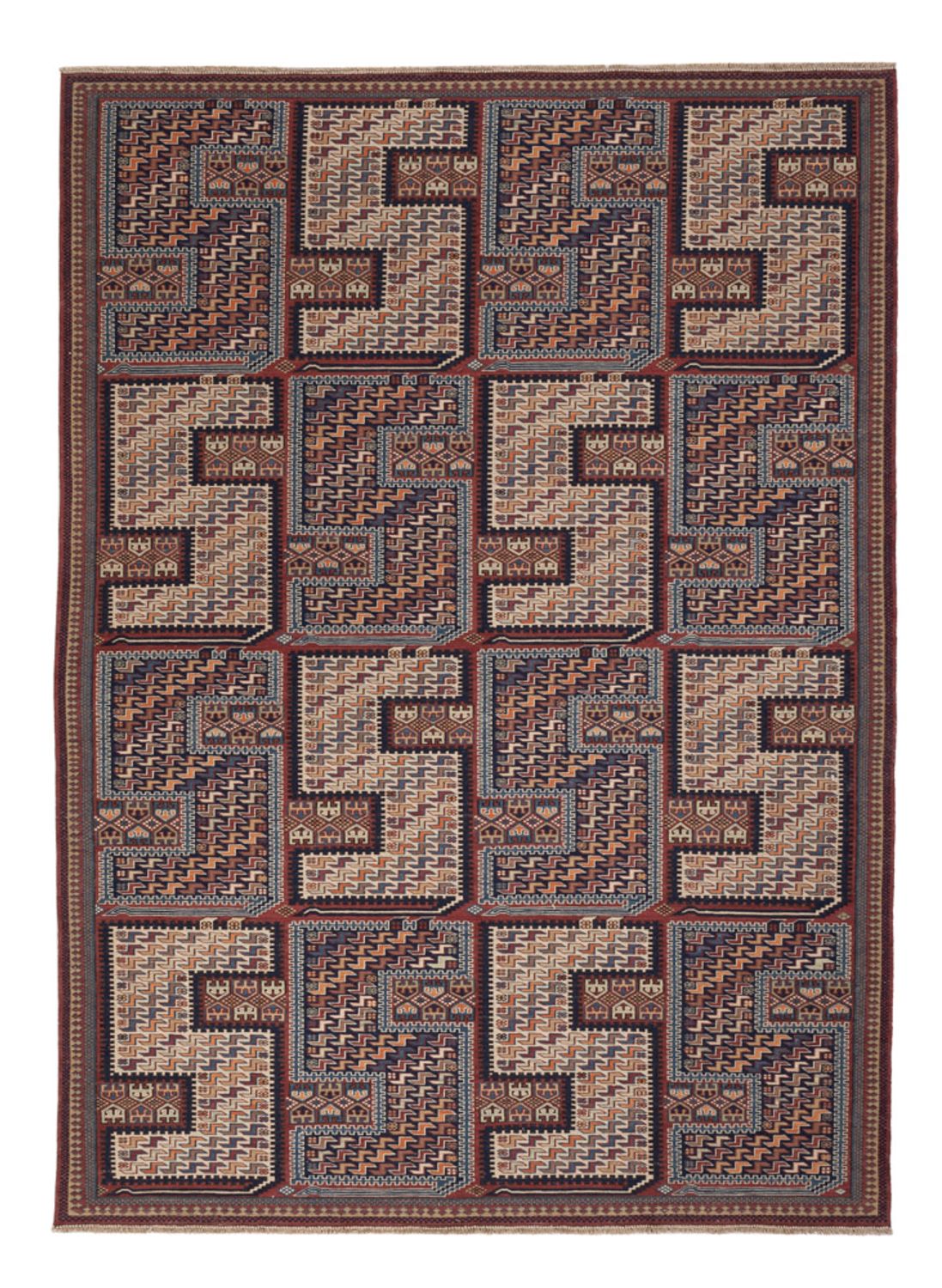 Kelim Carpet - orientalisk matta - Soumak - 216 x 152 cm - mörk beige