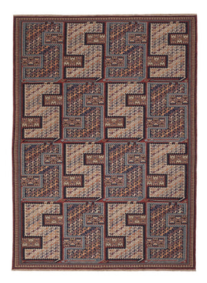 Kelim Carpet - orientalisk matta - Soumak - 216 x 152 cm - mörk beige