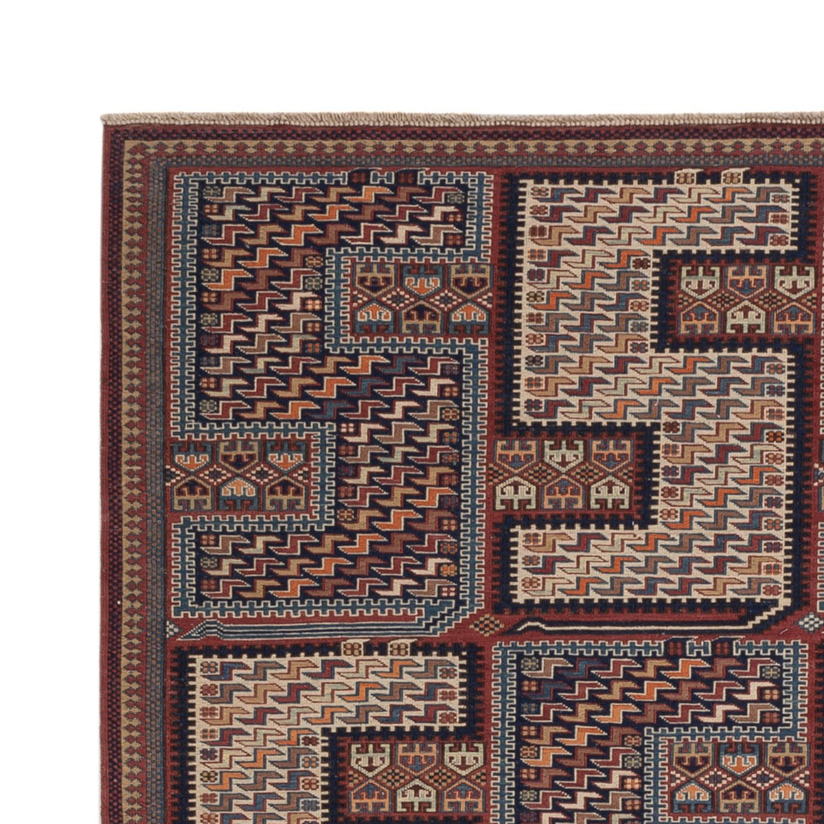 Kelim Carpet - orientalisk matta - Soumak - 216 x 152 cm - mörk beige