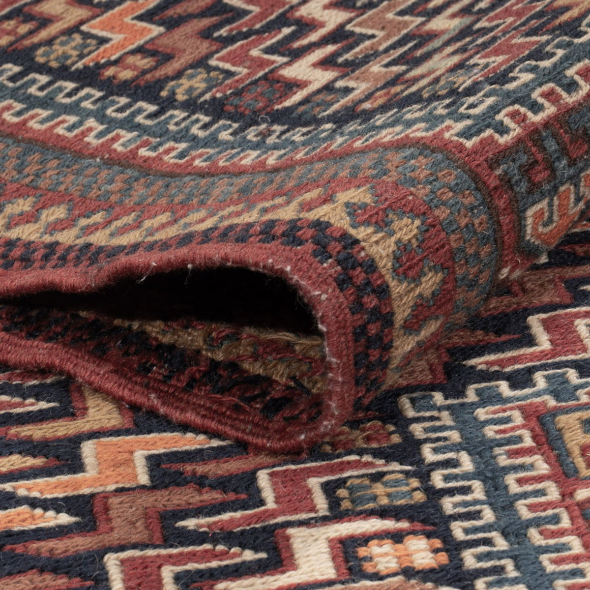 Kelim Carpet - orientalisk matta - Soumak - 216 x 152 cm - mörk beige
