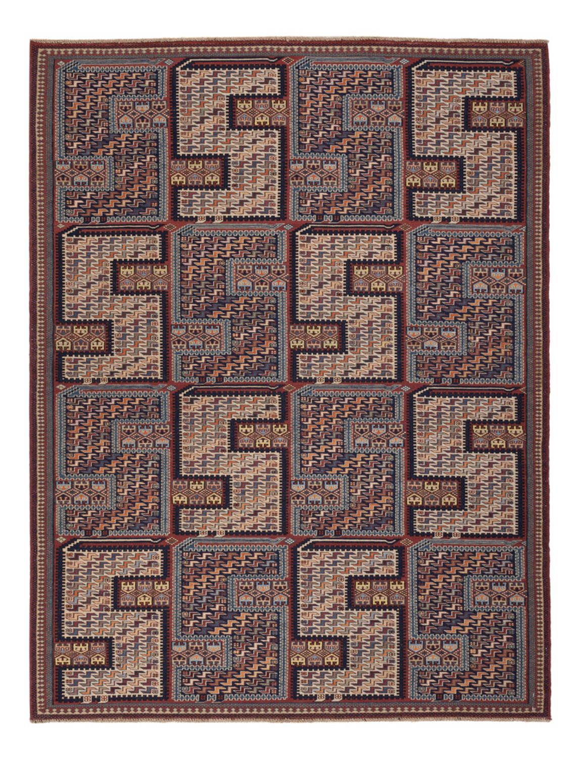 Kelim Carpet - orientalisk matta - Soumak - 209 x 166 cm - mörk beige