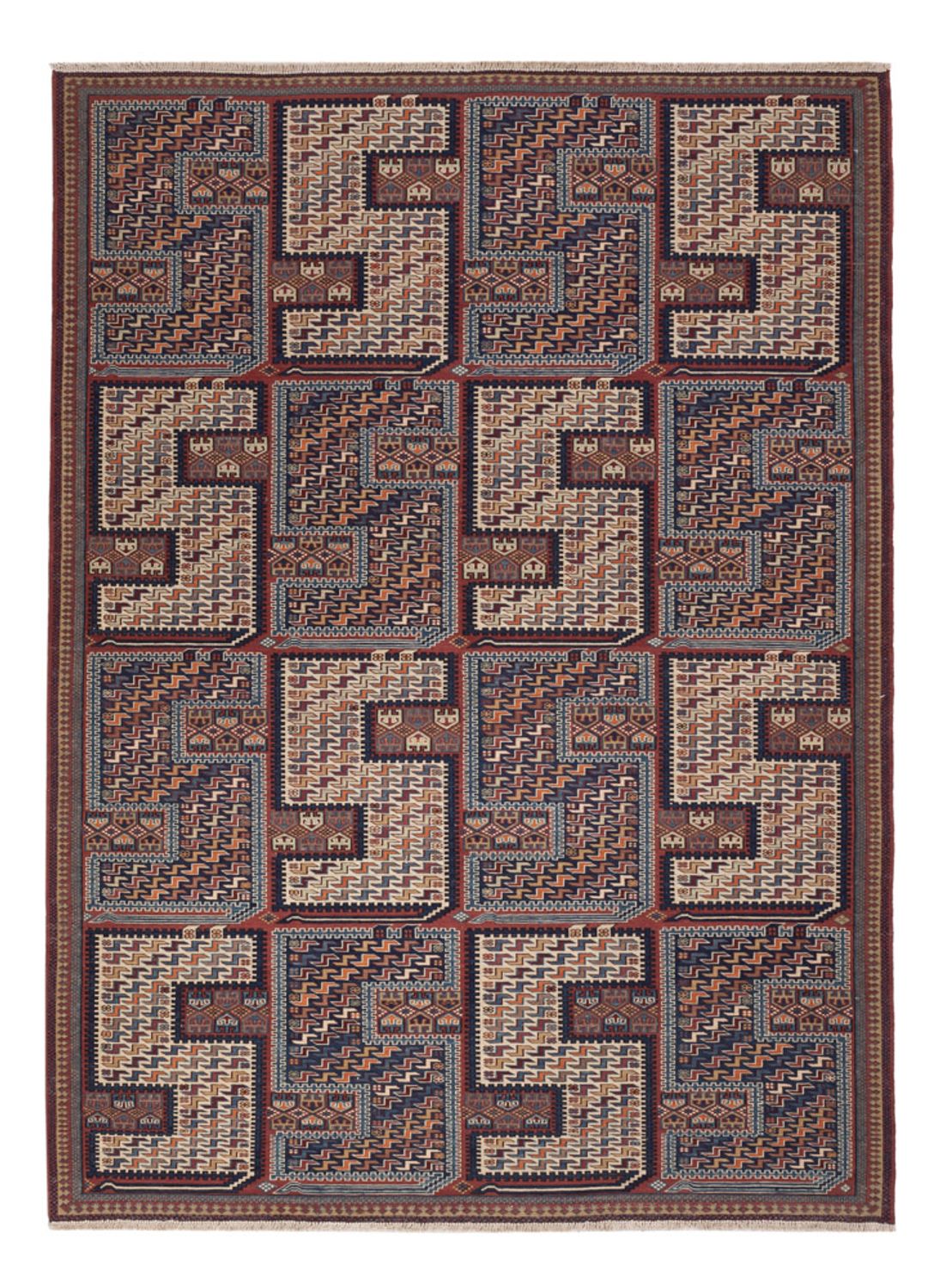 Kelim Carpet - orientalisk matta - Soumak - 215 x 159 cm - mörk beige