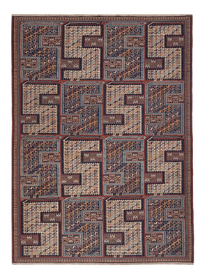 Kelim Carpet - orientalisk matta - Soumak - 214 x 155 cm - mörk beige